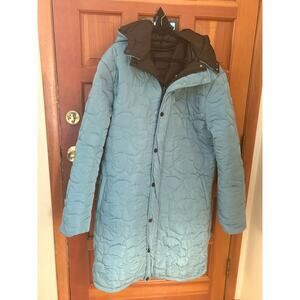Women’s 3x Reversible Puffer Coat black and Mallard Blue by The Hideout Clothing
